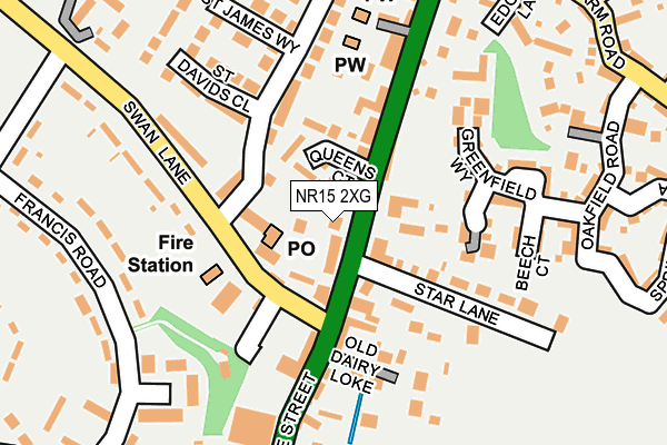 NR15 2XG map - OS OpenMap – Local (Ordnance Survey)