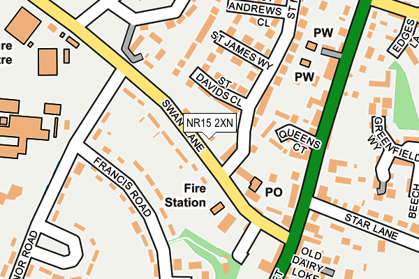 NR15 2XN map - OS OpenMap – Local (Ordnance Survey)