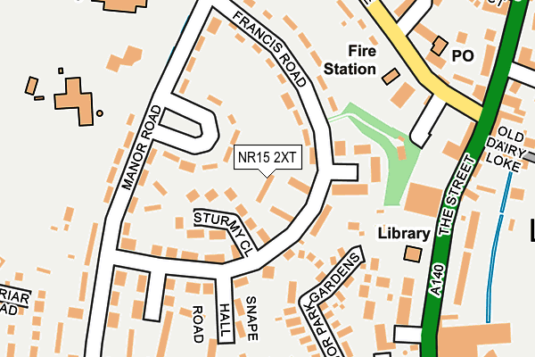 NR15 2XT map - OS OpenMap – Local (Ordnance Survey)