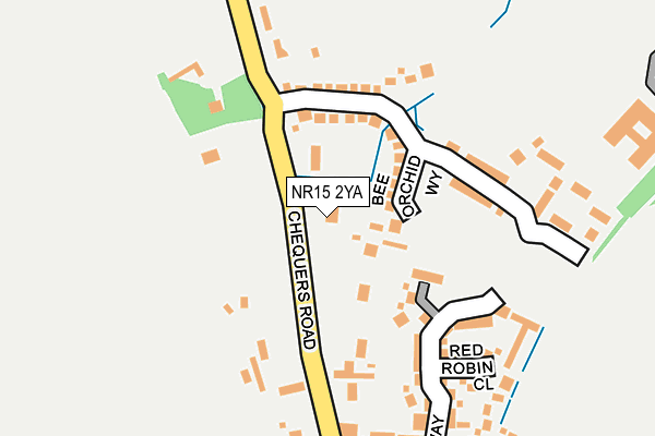 NR15 2YA map - OS OpenMap – Local (Ordnance Survey)