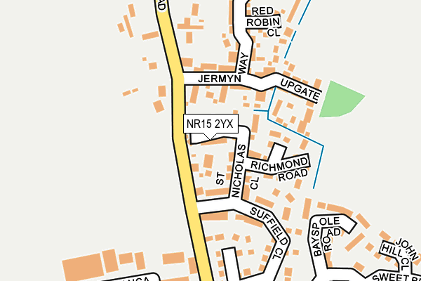 NR15 2YX map - OS OpenMap – Local (Ordnance Survey)