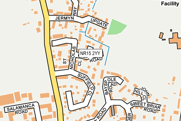 NR15 2YY map - OS OpenMap – Local (Ordnance Survey)