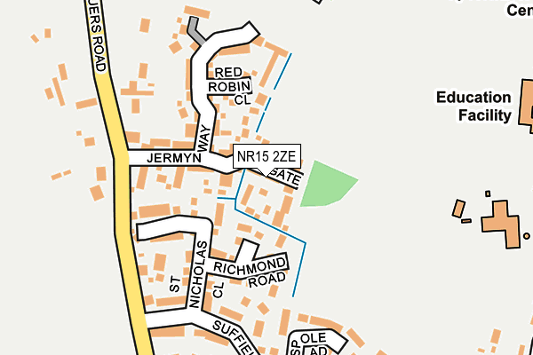 NR15 2ZE map - OS OpenMap – Local (Ordnance Survey)