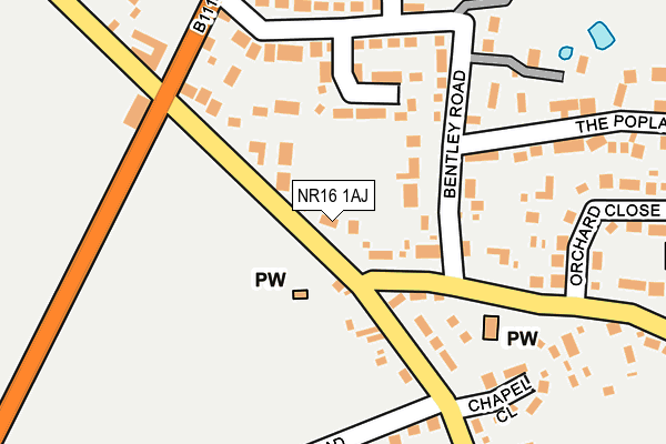 NR16 1AJ map - OS OpenMap – Local (Ordnance Survey)