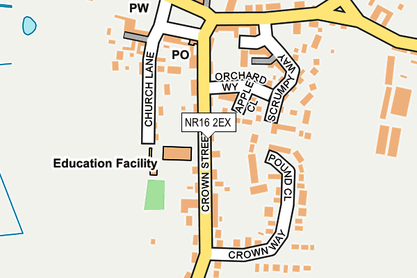 NR16 2EX map - OS OpenMap – Local (Ordnance Survey)