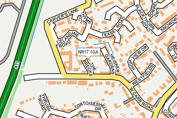 NR17 1GA map - OS OpenMap – Local (Ordnance Survey)