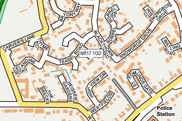 NR17 1GD map - OS OpenMap – Local (Ordnance Survey)