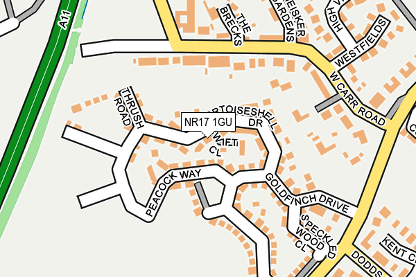 NR17 1GU map - OS OpenMap – Local (Ordnance Survey)