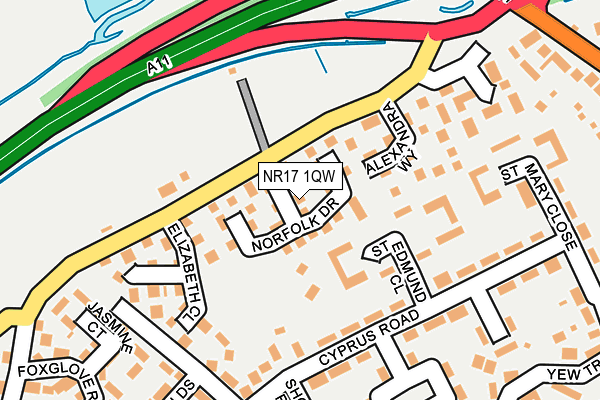 NR17 1QW map - OS OpenMap – Local (Ordnance Survey)