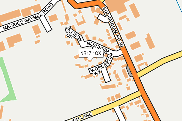 NR17 1QX map - OS OpenMap – Local (Ordnance Survey)