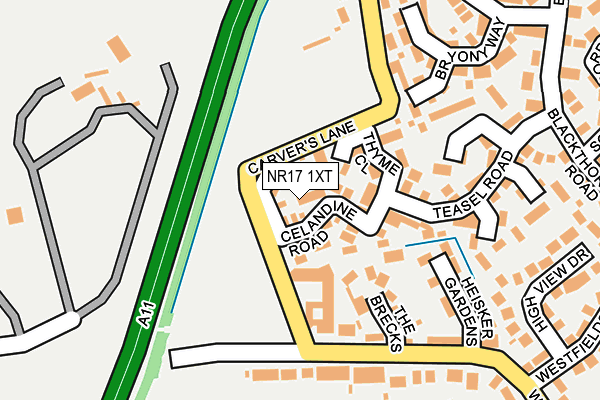 NR17 1XT map - OS OpenMap – Local (Ordnance Survey)