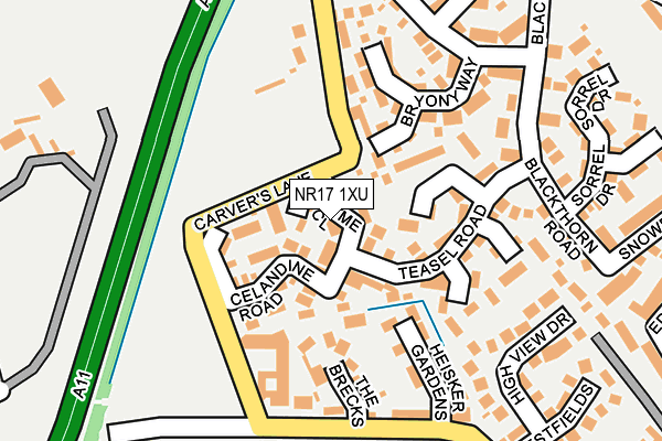 NR17 1XU map - OS OpenMap – Local (Ordnance Survey)