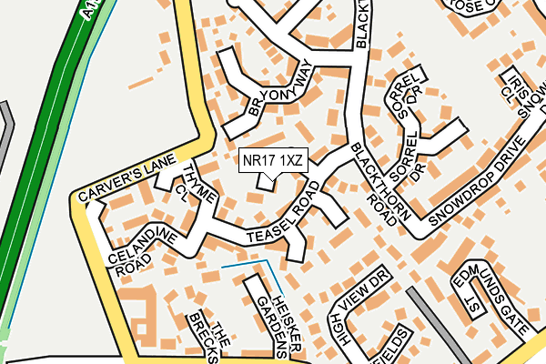 NR17 1XZ map - OS OpenMap – Local (Ordnance Survey)