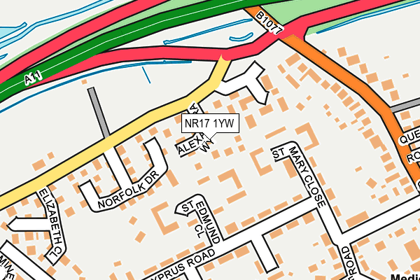 NR17 1YW map - OS OpenMap – Local (Ordnance Survey)