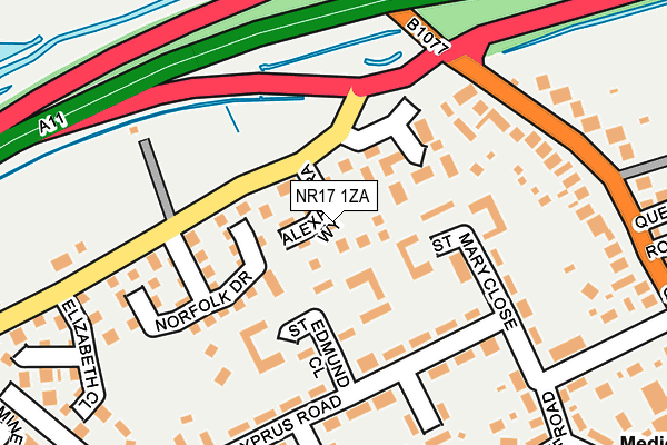 NR17 1ZA map - OS OpenMap – Local (Ordnance Survey)