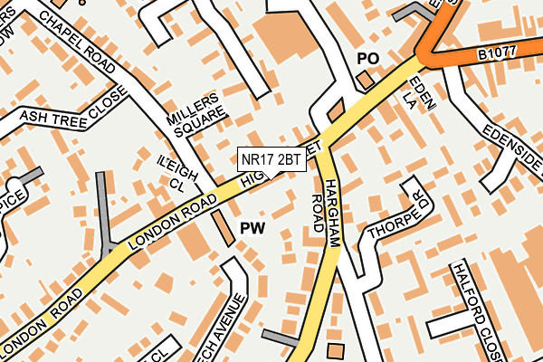 NR17 2BT map - OS OpenMap – Local (Ordnance Survey)