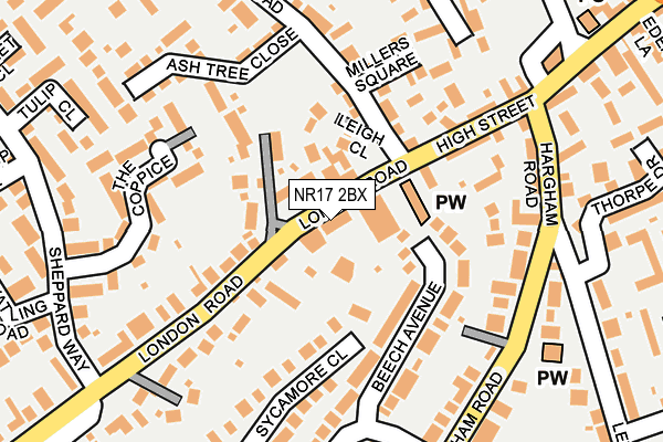 NR17 2BX map - OS OpenMap – Local (Ordnance Survey)