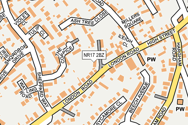 NR17 2BZ map - OS OpenMap – Local (Ordnance Survey)