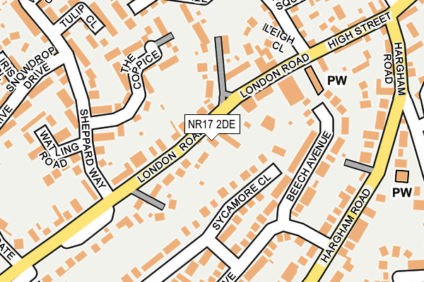 NR17 2DE map - OS OpenMap – Local (Ordnance Survey)