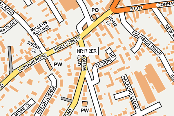 NR17 2ER map - OS OpenMap – Local (Ordnance Survey)