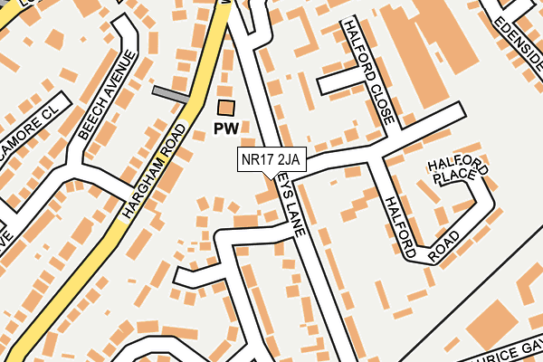 NR17 2JA map - OS OpenMap – Local (Ordnance Survey)