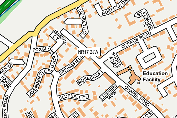 NR17 2JW map - OS OpenMap – Local (Ordnance Survey)