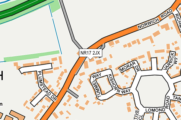 NR17 2JX map - OS OpenMap – Local (Ordnance Survey)