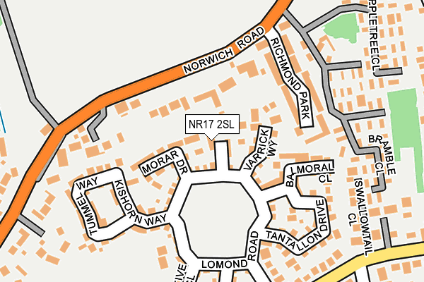 NR17 2SL map - OS OpenMap – Local (Ordnance Survey)
