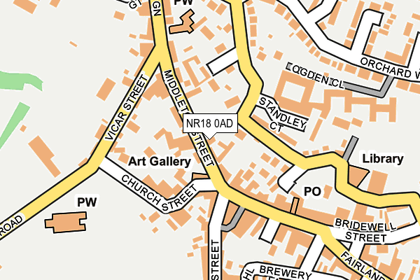 NR18 0AD map - OS OpenMap – Local (Ordnance Survey)