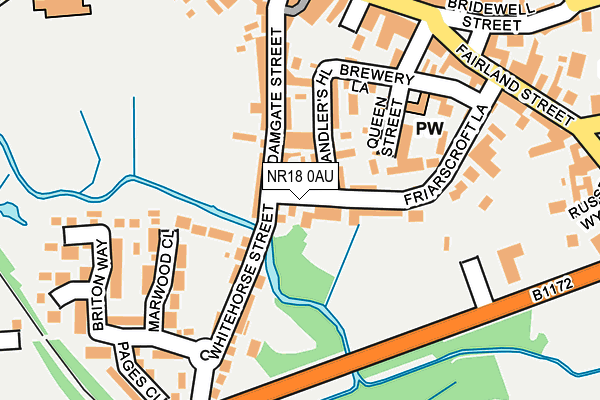 NR18 0AU map - OS OpenMap – Local (Ordnance Survey)