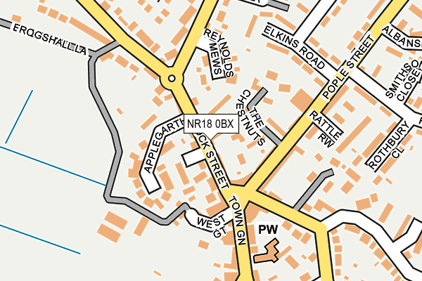NR18 0BX map - OS OpenMap – Local (Ordnance Survey)