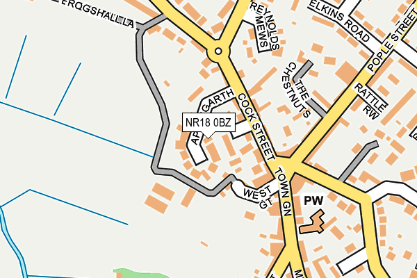 NR18 0BZ map - OS OpenMap – Local (Ordnance Survey)