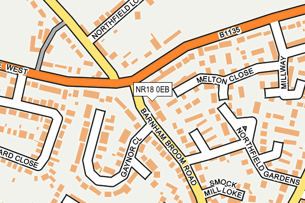 NR18 0EB map - OS OpenMap – Local (Ordnance Survey)