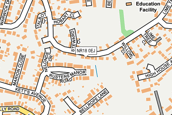 NR18 0EJ map - OS OpenMap – Local (Ordnance Survey)