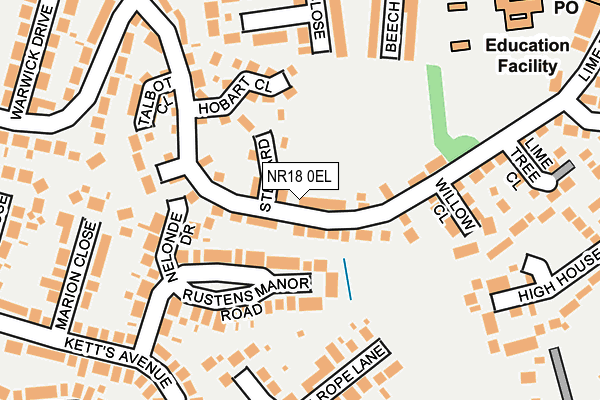 NR18 0EL map - OS OpenMap – Local (Ordnance Survey)