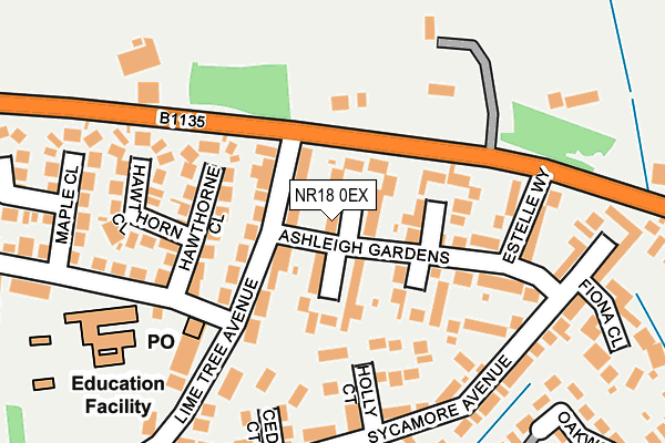 NR18 0EX map - OS OpenMap – Local (Ordnance Survey)