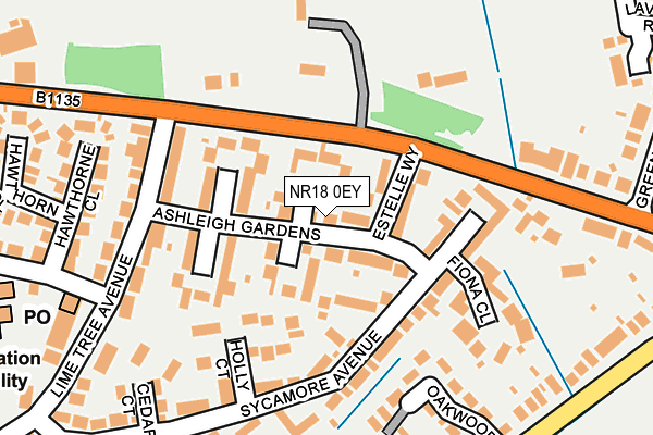 NR18 0EY map - OS OpenMap – Local (Ordnance Survey)