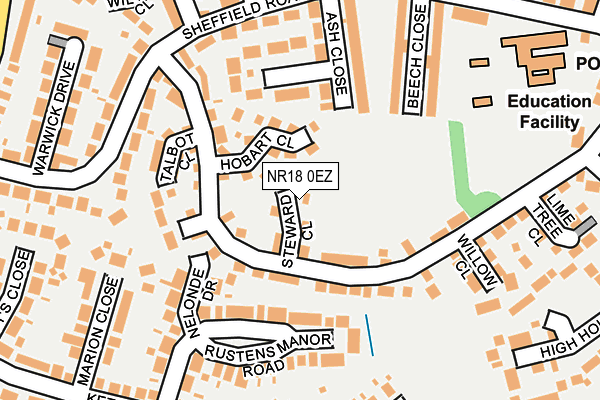 NR18 0EZ map - OS OpenMap – Local (Ordnance Survey)