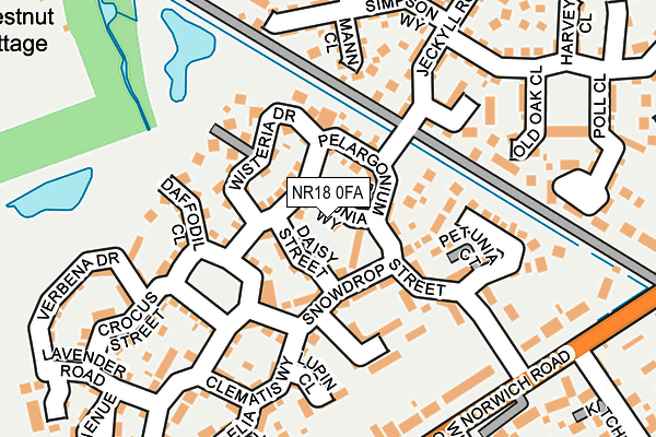 NR18 0FA map - OS OpenMap – Local (Ordnance Survey)