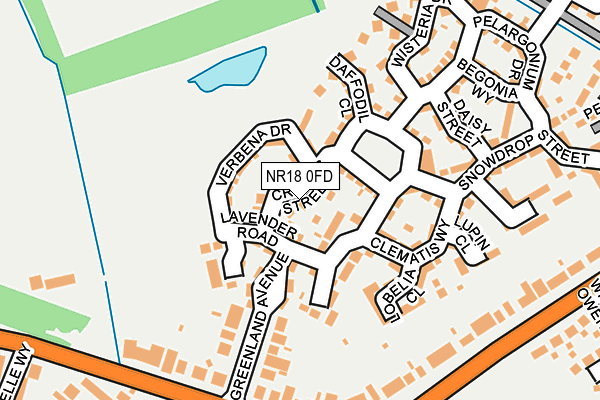 NR18 0FD map - OS OpenMap – Local (Ordnance Survey)