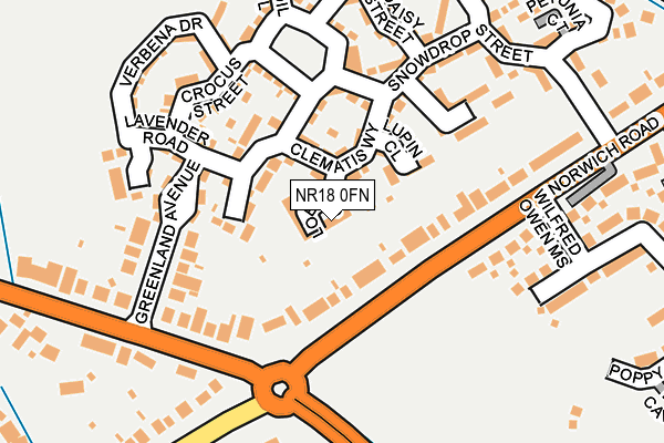 NR18 0FN map - OS OpenMap – Local (Ordnance Survey)