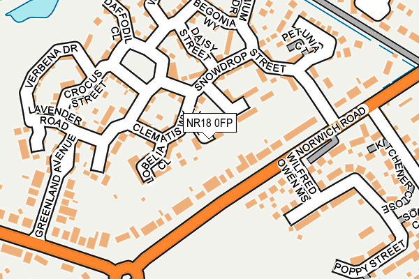 NR18 0FP map - OS OpenMap – Local (Ordnance Survey)