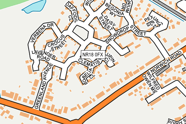 NR18 0FX map - OS OpenMap – Local (Ordnance Survey)