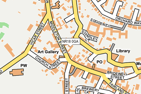 NR18 0GA map - OS OpenMap – Local (Ordnance Survey)