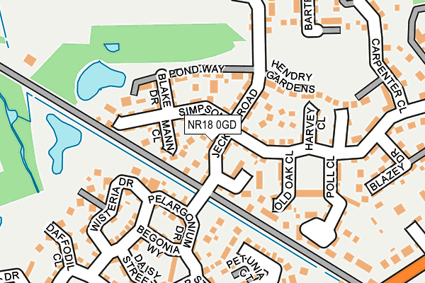 NR18 0GD map - OS OpenMap – Local (Ordnance Survey)