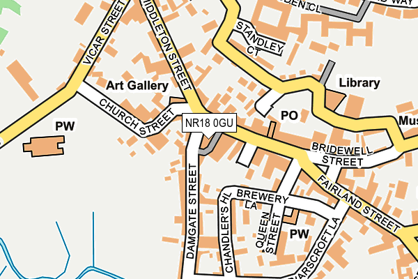 NR18 0GU map - OS OpenMap – Local (Ordnance Survey)