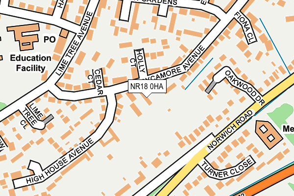 NR18 0HA map - OS OpenMap – Local (Ordnance Survey)