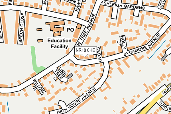 NR18 0HE map - OS OpenMap – Local (Ordnance Survey)