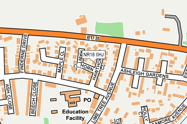 NR18 0HJ map - OS OpenMap – Local (Ordnance Survey)