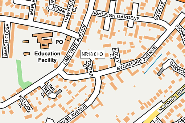 NR18 0HQ map - OS OpenMap – Local (Ordnance Survey)